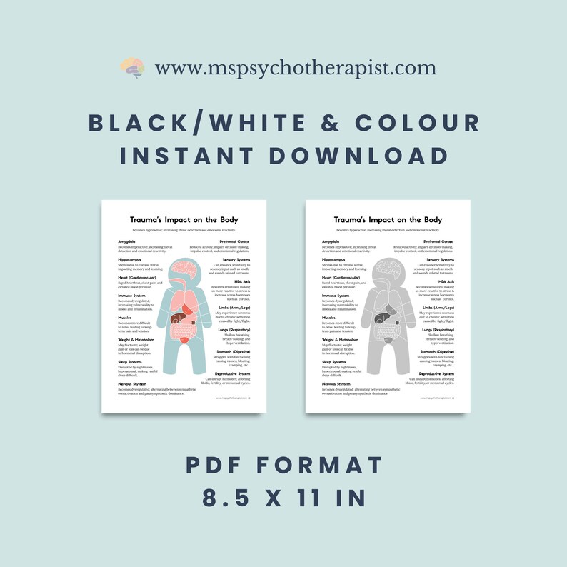 Trauma Impact on Body & Brain: Therapy Visual Aid (printable PDF) - Etsy