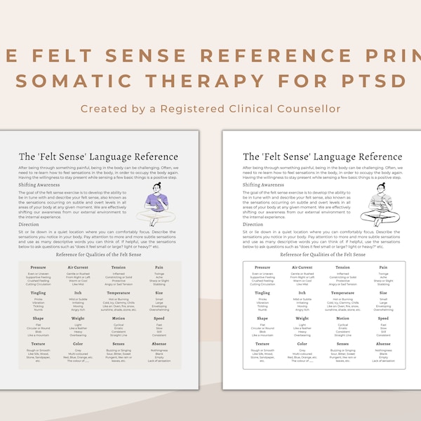 The Felt Sense Somatic Exercise for Post-Traumatic Stress Disorder (PTSD) Sensory Processing and Identification Language Guide Digital Print