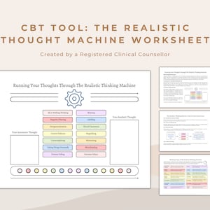 CBT Realistic Thought Machine Worksheet: Cognitive Distortions (PDF Pattern)
