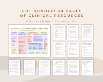 DBT Clinical Resources Bundle: 80-Page Printable Worksheets (Digital Download)