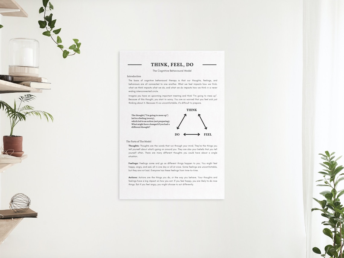 Cognitive Triangle CBT Worksheets: Think, Feel, Do (PDF Download) - Etsy