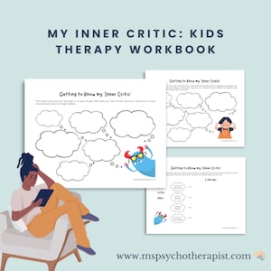 My Inner Critic and Inner Coach Workbook for Identifying Negative Self-Talk in Children: Child Therapist Worksheets