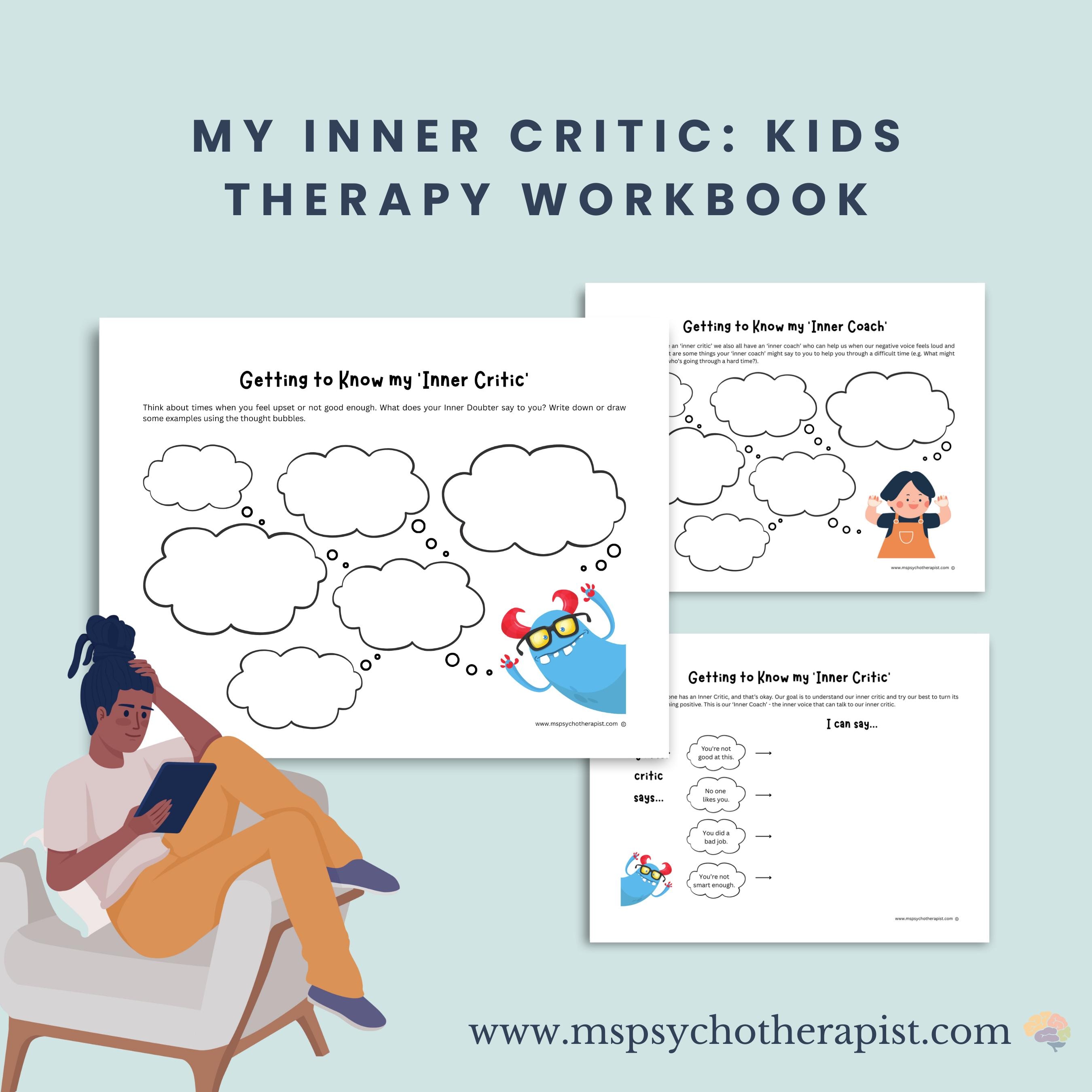 Inner Coach Vs Inner Critic Worksheet.pdf Inner Critic Workbook for Children: Therapist Worksheet (PDF) - Etsy