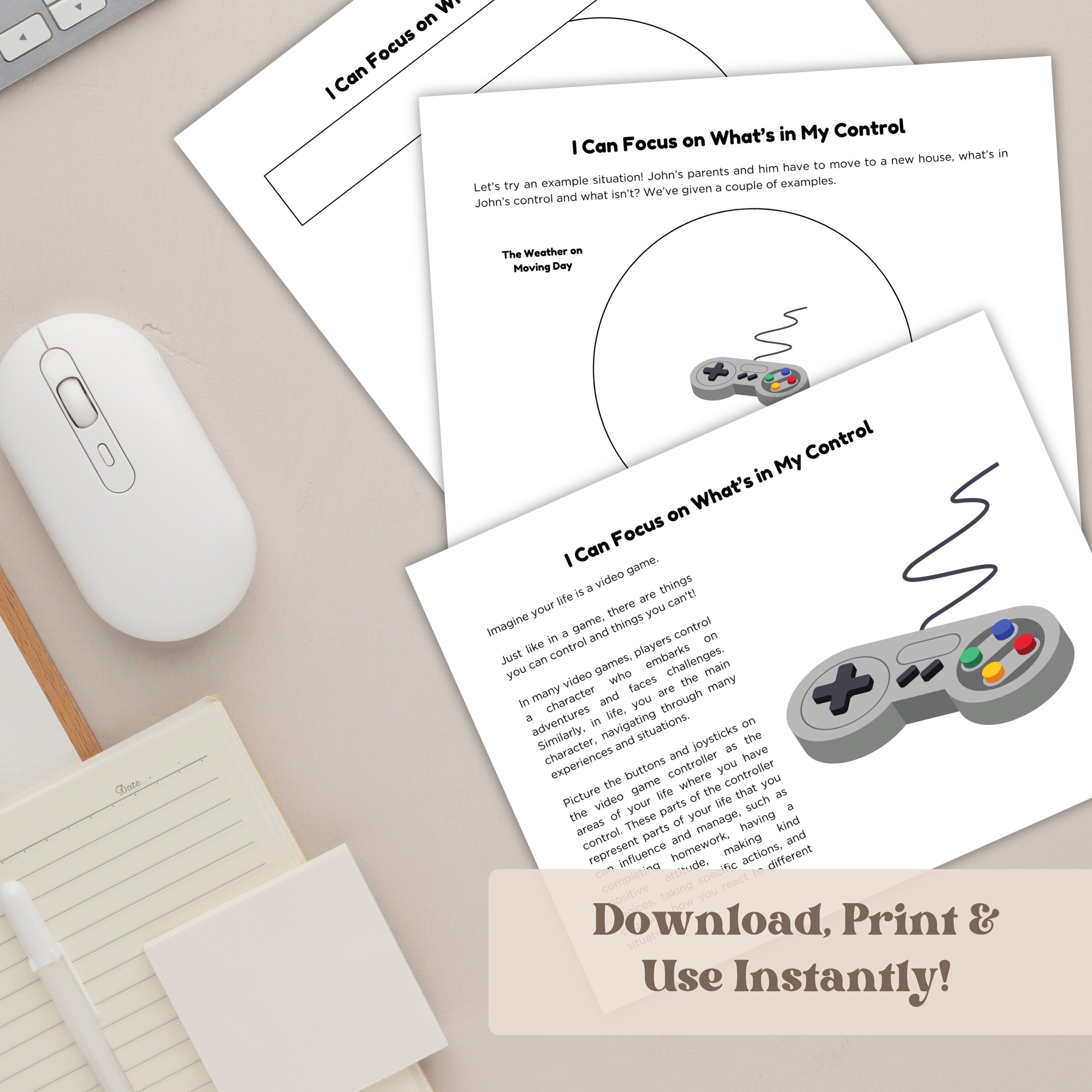 Game Controller Worksheets.pdf Circle of Control Worksheets: Video Game Lesson (PDF) - Etsy
