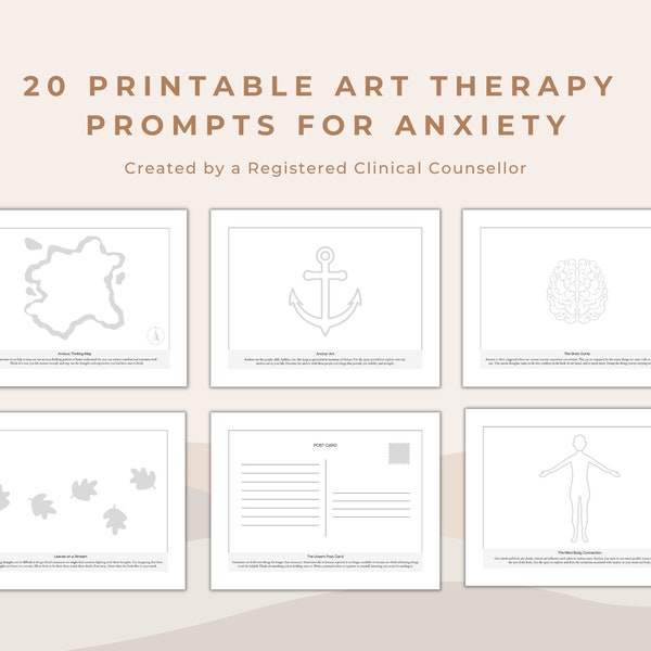 Le dessin de thérapie par les arts expressifs invite à l'anxiété et à la pensée anxieuse | Feuilles de travail d'adaptation de l'art-thérapeute pour le trouble d'anxiété générale