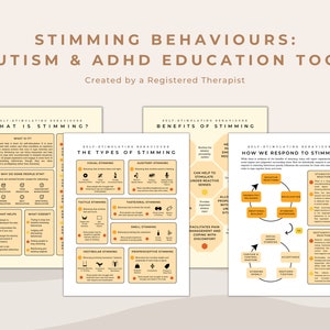 Stimming Behavior Learning About Stims Worksheet Bundle ADHD and Autism Education Tool | Emotional Regulation and Coping for Neurodivergent