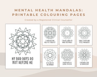Mandalas Coloring Pages: Mental Health & Affirmations (PDF Download)
