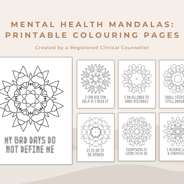 Mandalas and Mental Health: Coloring Pages Featuring Mandalas and Positive Affirmations for Healing and Mindfulness | Art Therapist Tool