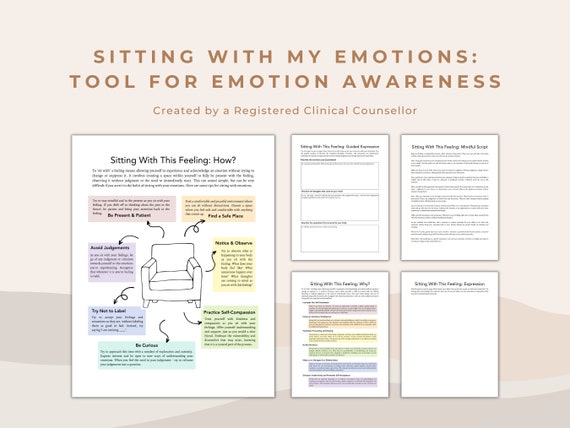 Sitting with My Emotions | Mindfulness Worksheet: Emotional Intelligence & Self-Awareness (PDF)