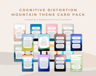 Cognitive Distortions and Coping Skills Mountain Card Pack (52 CARDS!)