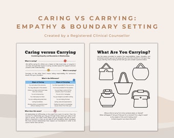 Caring vs Carrying: Worksheet for Setting Healthy Boundaries in Relationships to Support Without Taking Over | Therapy Printable Worksheet