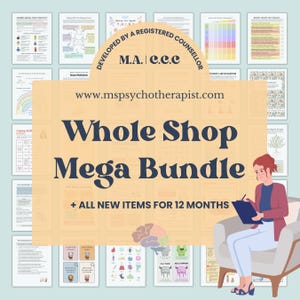 Mega Bundle di terapia: strumenti per la salute mentale, terapia cognitivo-comportamentale, terapia dissociativa (DBT), schede di lavoro di psicologia (download PDF)