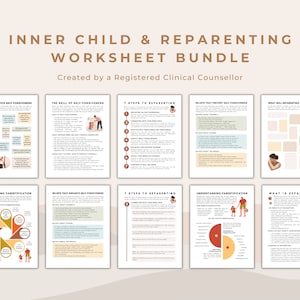 Reparenting and Inner Child Healing Bundle of Resources for Childhood Experiences | Worksheets and Journal Prompts for Mental Health