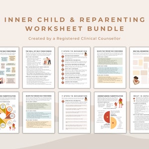 Inner Child Healing Worksheet Bundle: Reparenting Journal Prompts (PDF)