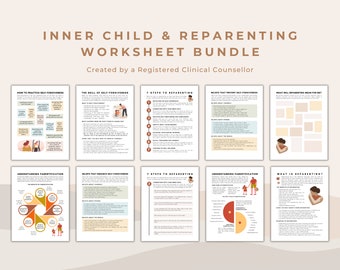 Inner Child Healing Worksheet Bundle: Reparenting Journal Prompts (PDF)