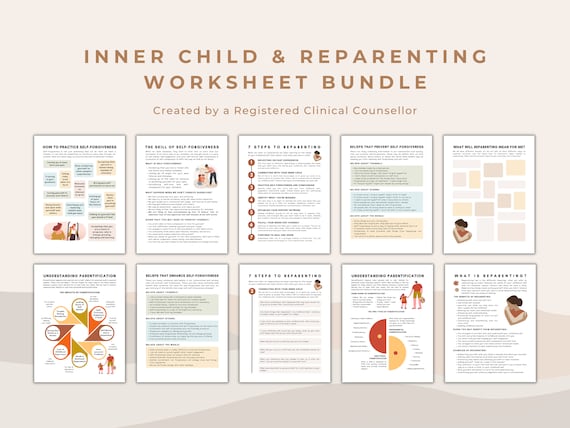 Inner Child Healing Worksheet Bundle: Reparenting Journal Prompts (PDF)
