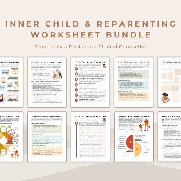 Reparenting en innerlijke kindgenezing Bundel met hulpmiddelen voor ervaringen uit de kindertijd | Werkbladen en dagboekaanwijzingen voor geestelijke gezondheid