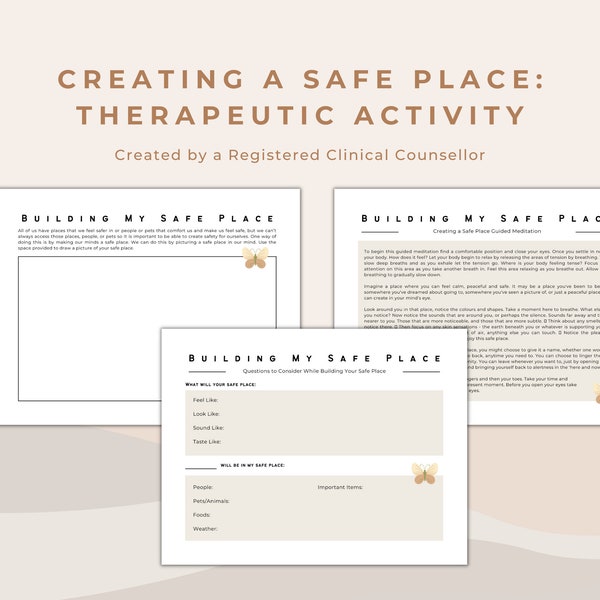 Creating a Safe Place Trauma Therapy Activity and Mindful Meditation Script | PTSD EMDR tool for Mental Health Counselling