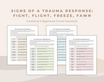 Fight Flight Freeze Fawn Response Worksheets: Trauma Therapy (PDF Pattern)
