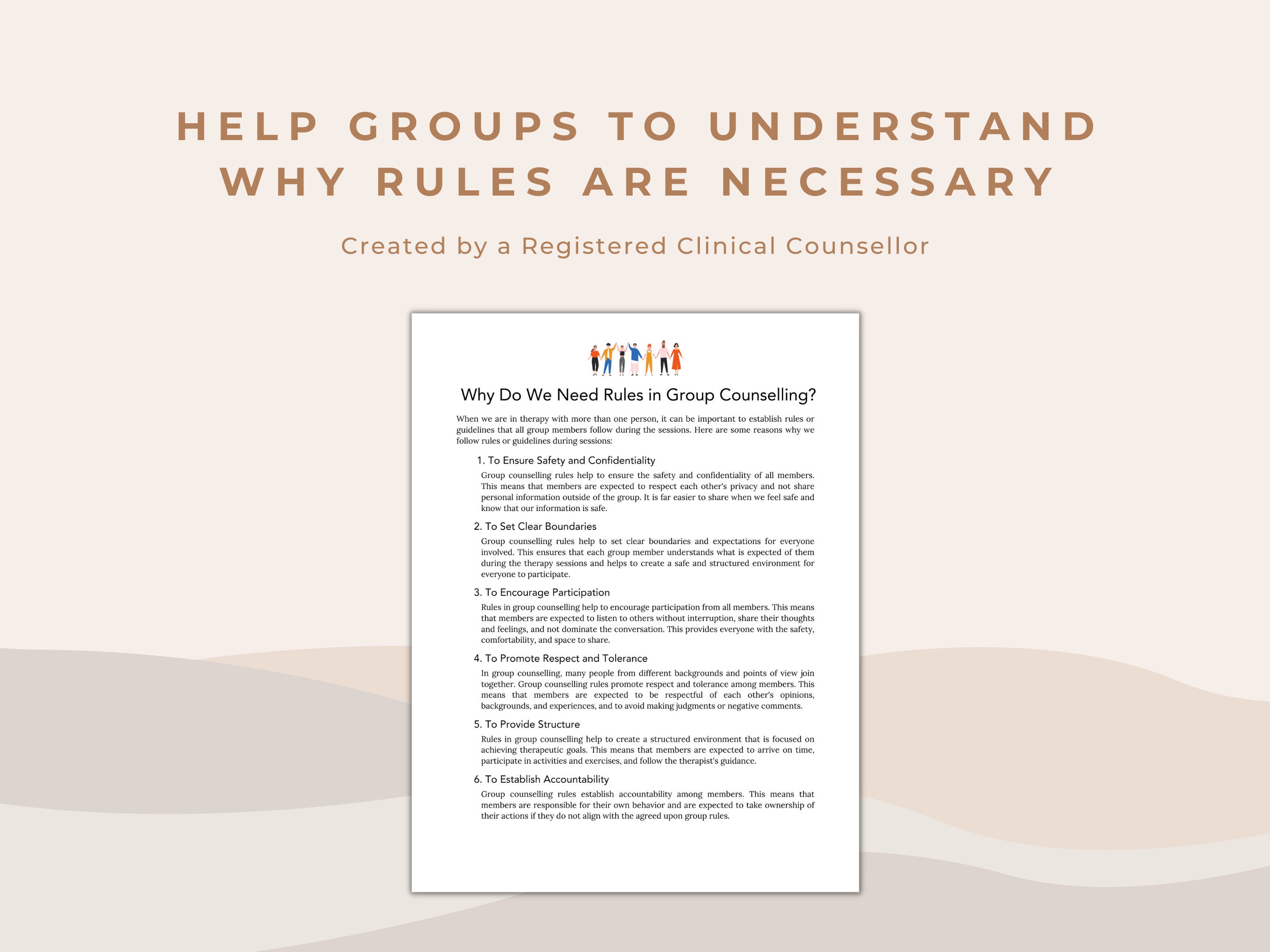 Group Counselling Rules and Guidelines Worksheet for Establishing