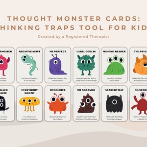 Thought Monsters Thinking Trap Cards For Kids and Children | Children's Counselling and Therapy Effective Communication Tool | Art Therapy