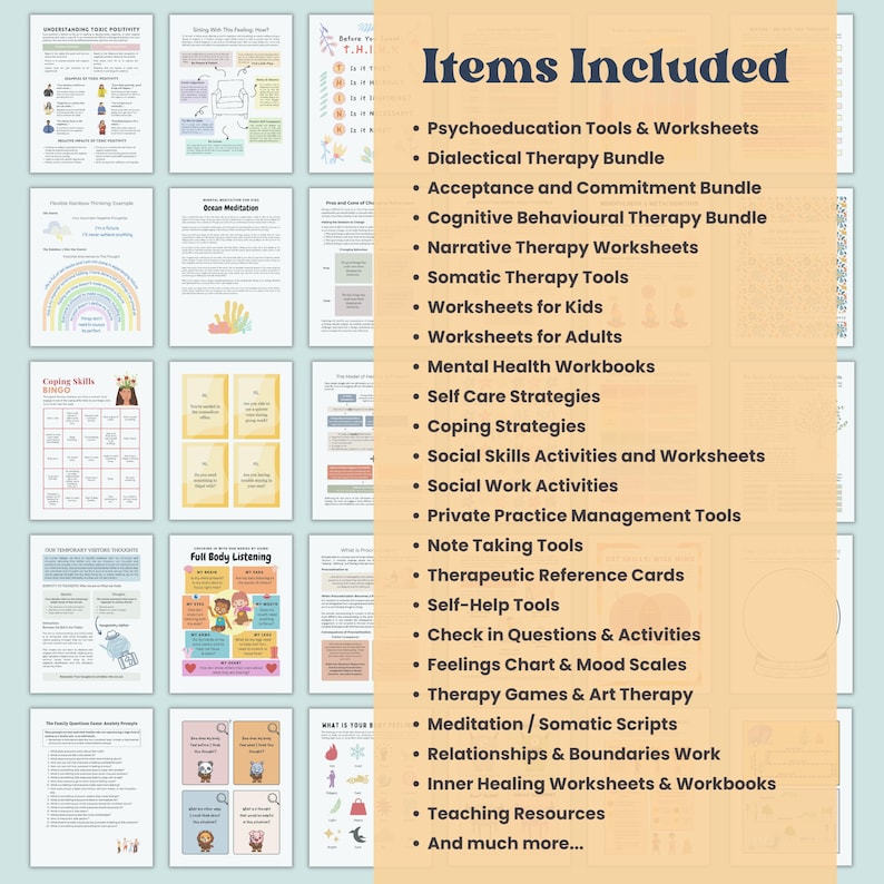 Therapy Mega Bundle: Mental Health Tools, CBT, DBT, Psychology Worksheets (PDF Download) image 5