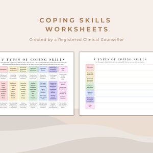 Peut inclure: Deux feuilles de travail intitul&eacute;es "Coping Skills Worksheets" cr&eacute;&eacute;es par un conseiller clinique agr&eacute;&eacute;. La premi&egrave;re liste sept types de comp&eacute;tences d'adaptation avec des exemples. La seconde est un mod&egrave;le vierge.