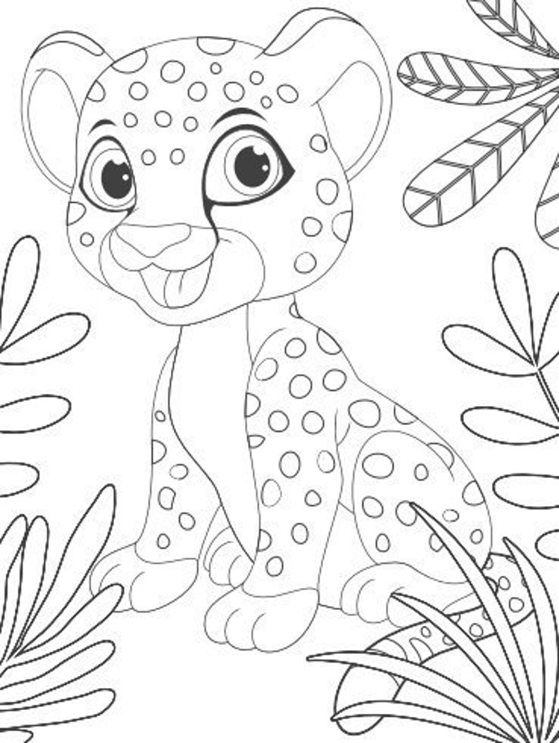 Printable Cheetah Coloring Pages Easy Fun Coloring Book - Etsy