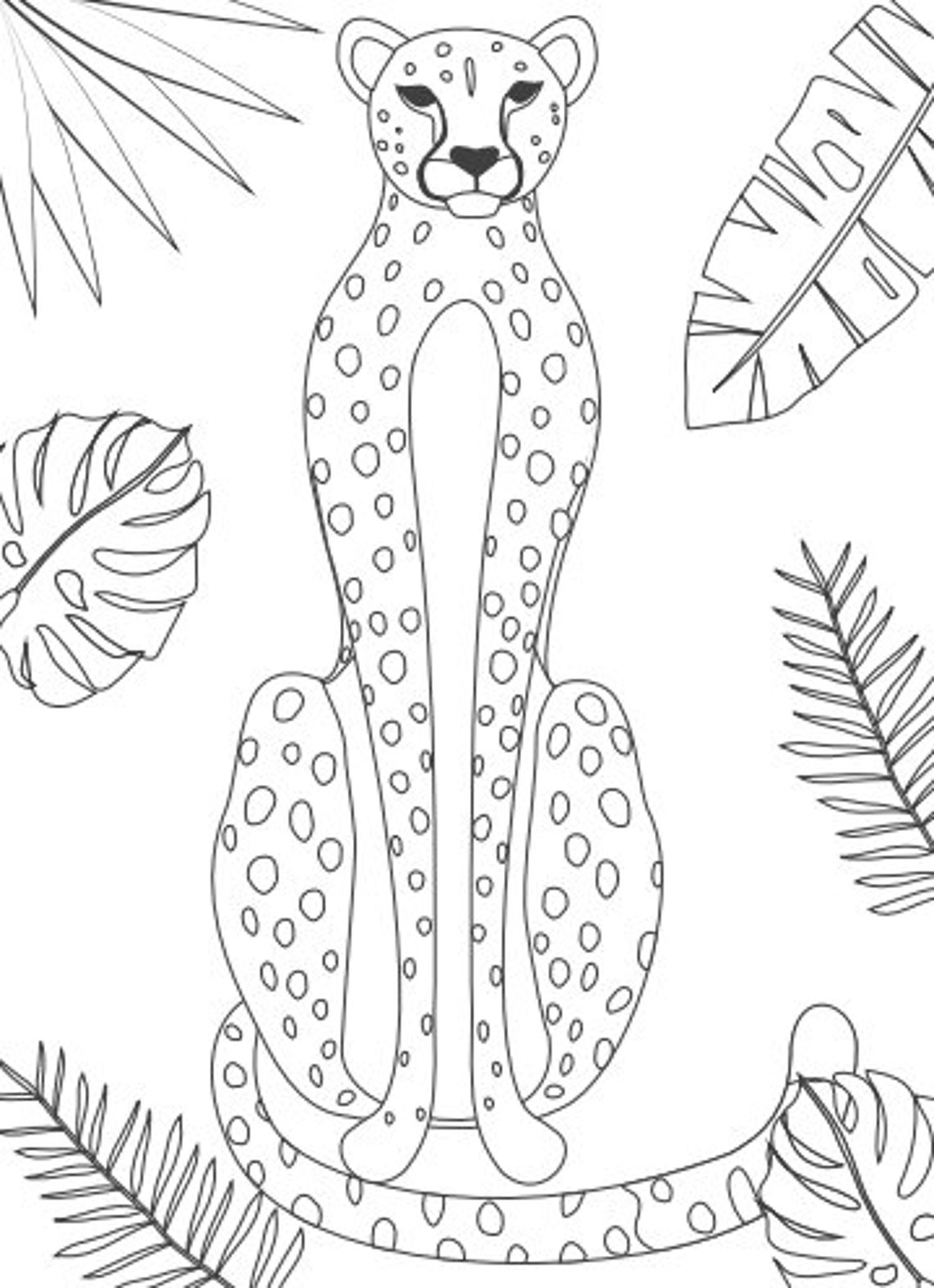Printable Cheetah Coloring Pages| Easy Fun Coloring Book - Etsy