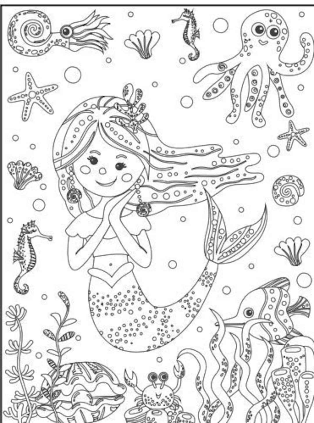 40 Mermaid Coloring Pages **DIGITAL IMAGES** - Etsy