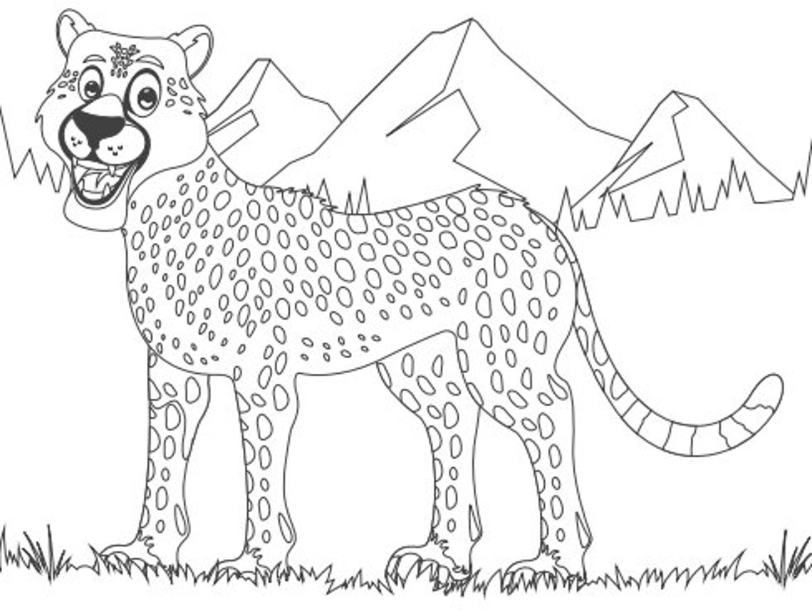 Printable Cheetah Coloring Pages| Easy Fun Coloring Book - Etsy