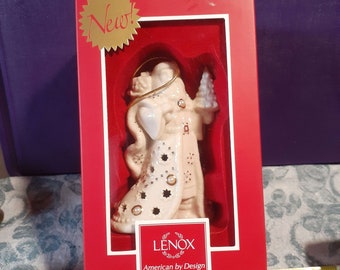 Vintage Lenox Florentine and Pearl Porcelain Santa Ornament