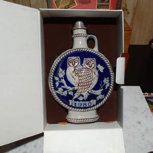 Vintage Goebel Stoneware Owl Decanter 1980 Collectible Home Décor