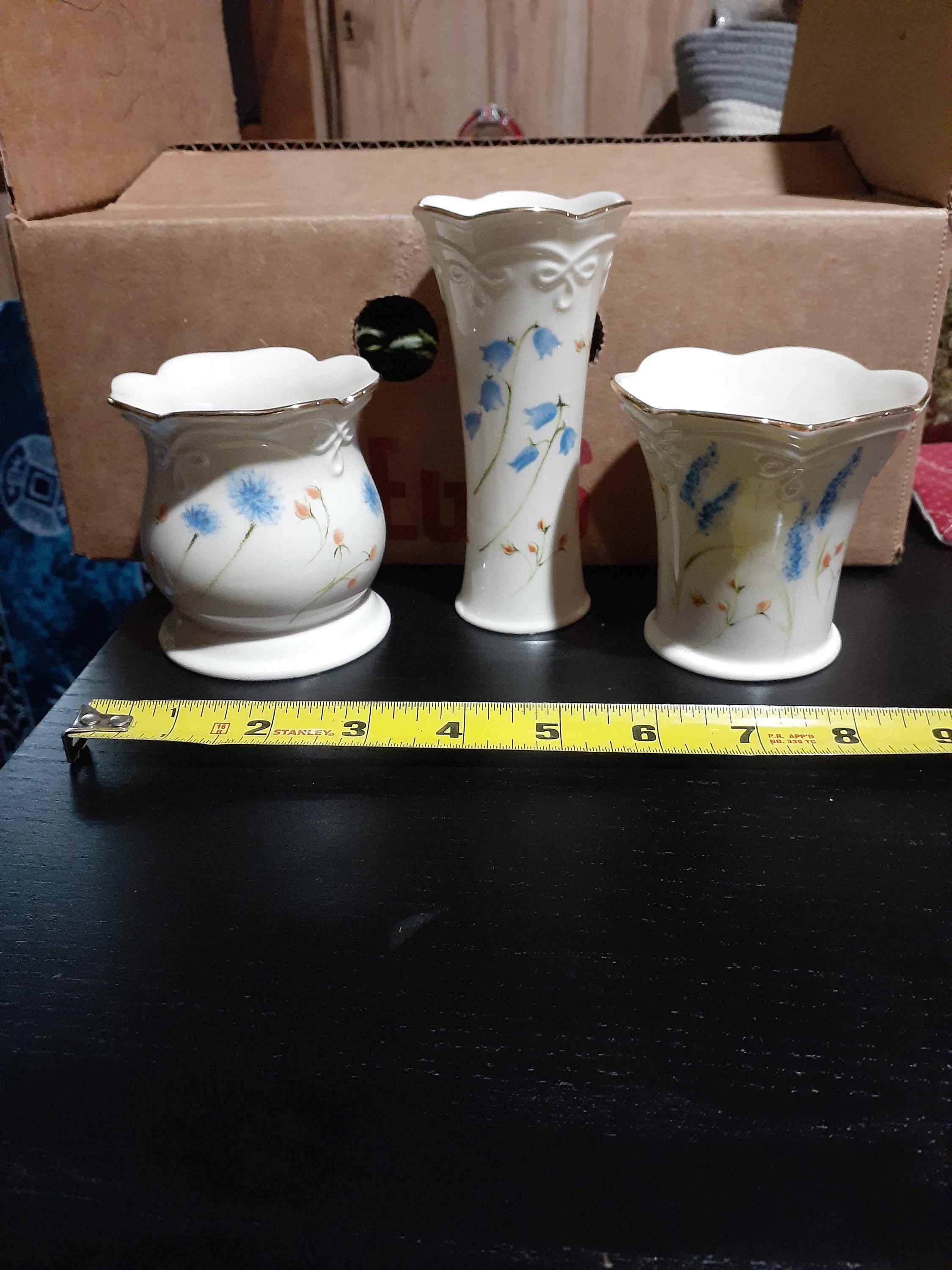 ヴィンテージ レノックス ブルーフラワー テーマ 花瓶 3個セット