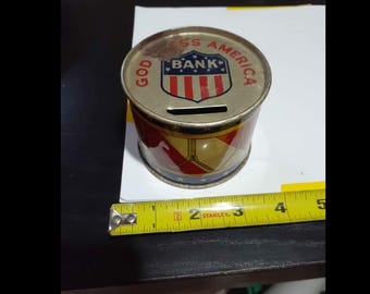 Vintage J. Chein Tin Drum Coin Bank Decoración coleccionable del hogar