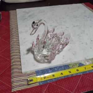 Vintage Luxurious Pink and Clear Glass Swan Figurine Home Décor