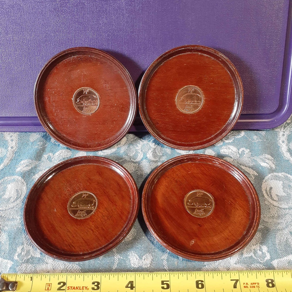 Vintage Wooden Coasters With Ireland Pig Coin Center X4 Bundle - Etsy