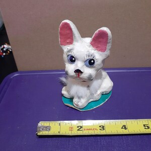 Vintage Japan Pappmaché und Pelzhund Figur Wohndekor