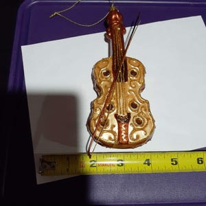 Vintage Glass Sparkly Violin Christmas Ornament
