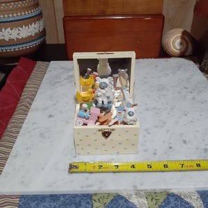 Vintage Schmid Wood Musical Toy Box Home Décor