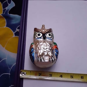 Vintage Handmade Glass Owl Christmas Ornament (Needs Top)