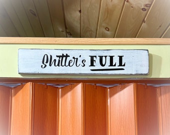 Funny Bathroom Sign – Rustic Hand-Painted Wood Decor, Customizable