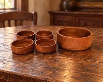 Vintage Gailstyn-Sutton Teak Wood Bowl Set 5pc Mid Century Modern Thailand