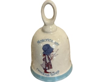 Holly Hobbie Blue Girl Stoneware Bell Memories Are Precious Things Vintage 1978