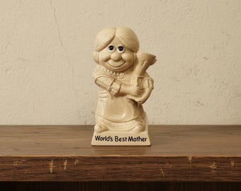 Vintage 1970 Paula World's Best Mother Figurine 6" Retro Kitsch Statue