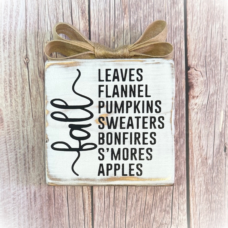 Fall Word Signs Rustic Fall Typography Wood Sign – Tiered Tray Decor - Etsy