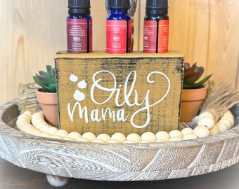 Handmade Wooden Essential Oil Holder – 'Oily Mama' Sign
