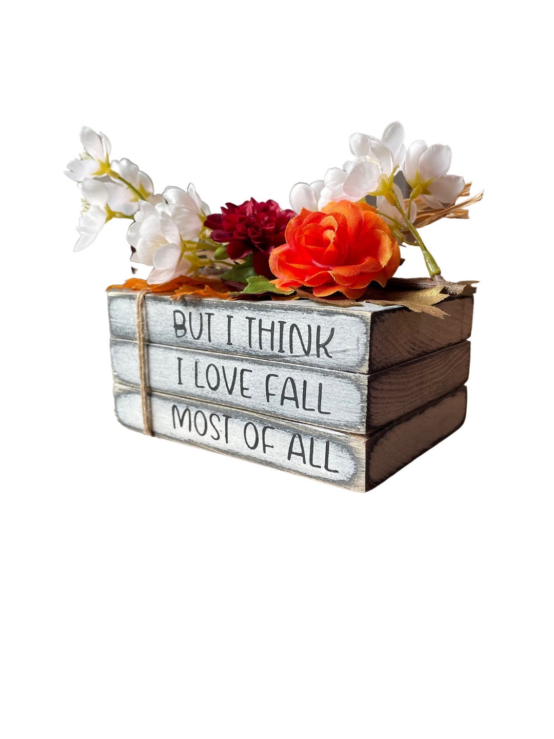 Wooden Book Stack Fall Decor Handmade Fall Sign Fall Etsy