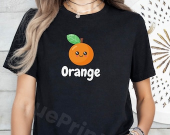 Smiling Orange Graphic Tee, Foodie Fruit Shirt
