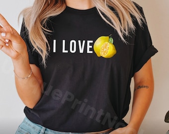 I Love Lemon Graphic Tee, Women's Fruit Shirt
